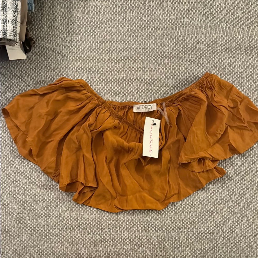 Rust Orange Ruffled Crop Top - Picture 3 of 3